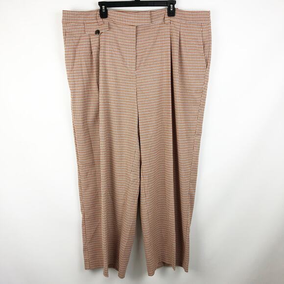 1.State Womens Pants 24W Orange Ginger Checker Plaid Wide Leg Trouser NWOT - Picture 4 of 10